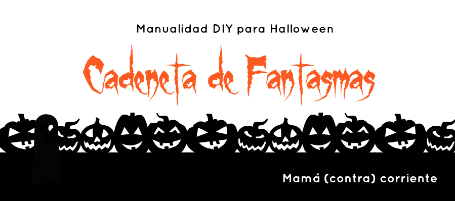 Manualidad DIY niños para Halloween: cadeneta de fantasmas