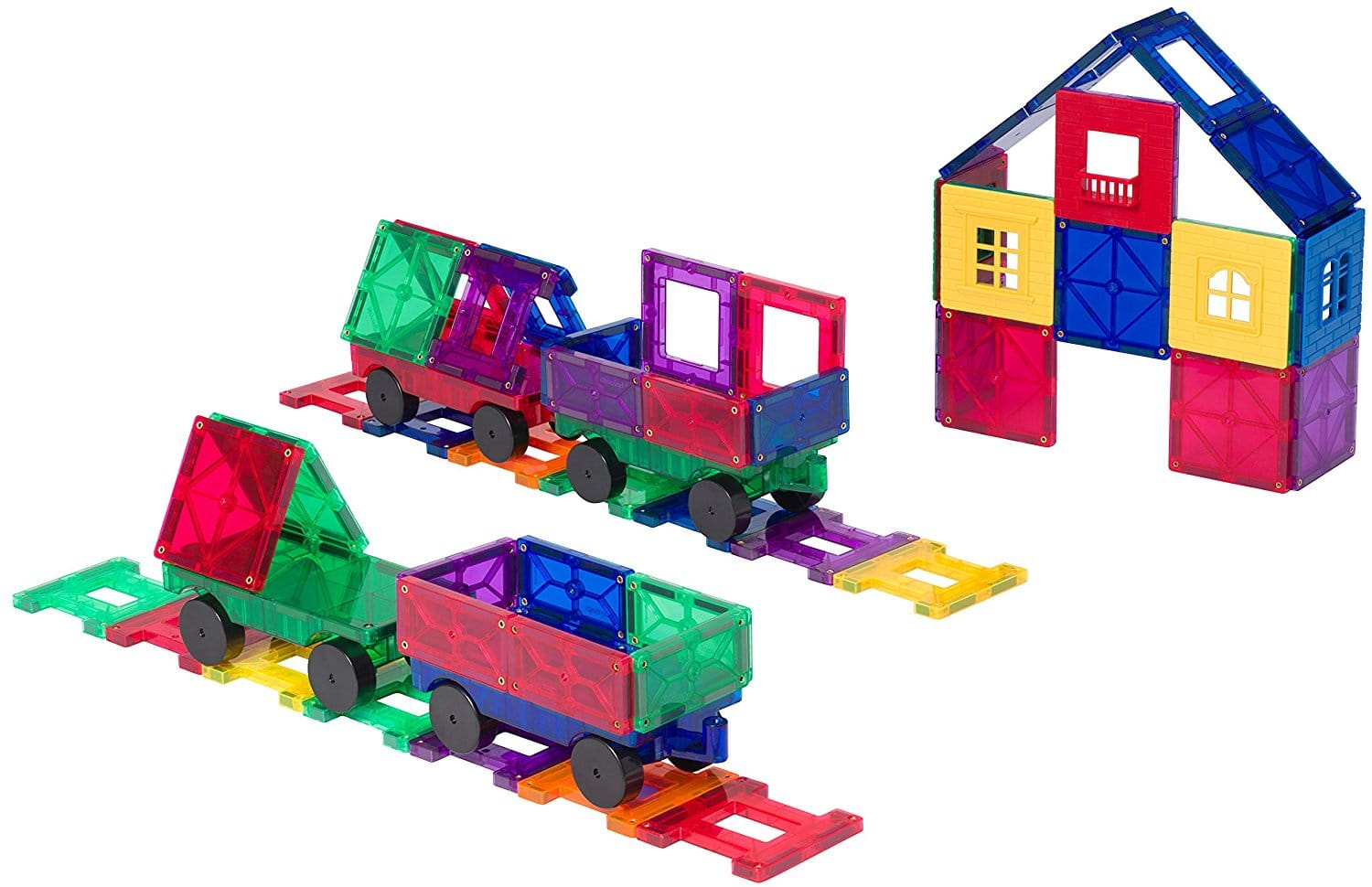 Playmags Set De 2 Coches Magnéticos Con Ruedas – Bloques De Imanes Extra Fuertes Para Construir Vehículos 3D